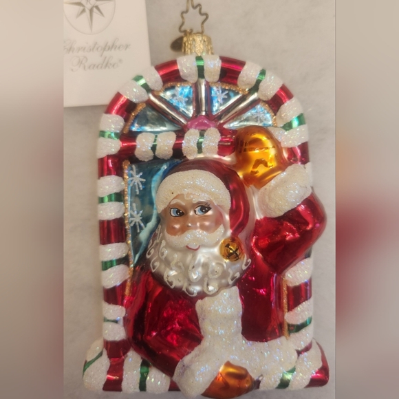 Christopher Radko Festive Santa Ornament with Red and Gold Accents - Picture 1 of 2